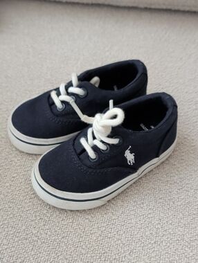 Polo by Ralph Lauren Navy and White Kids Canvas Sneakers